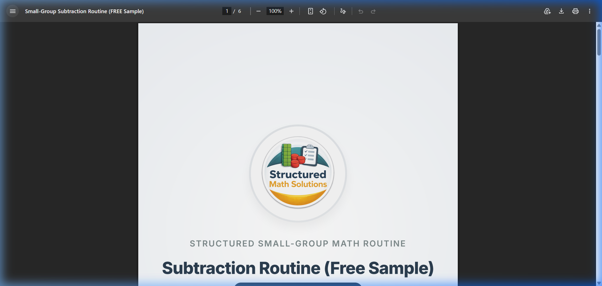 Subtraction Regrouping Routine Preview Page